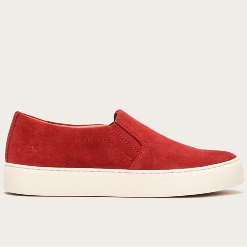 Frye Lena Suede Slip On Sneaker Red Size 8
